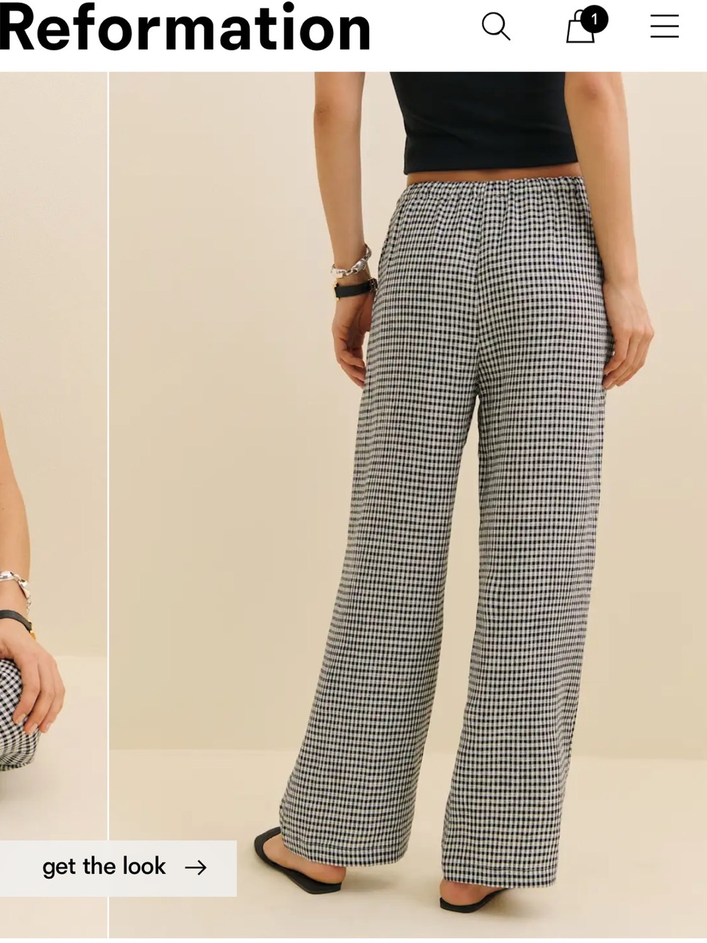 Reformation Olina Linen Cropped Pant Black - Size XS - Picture 3 of 3